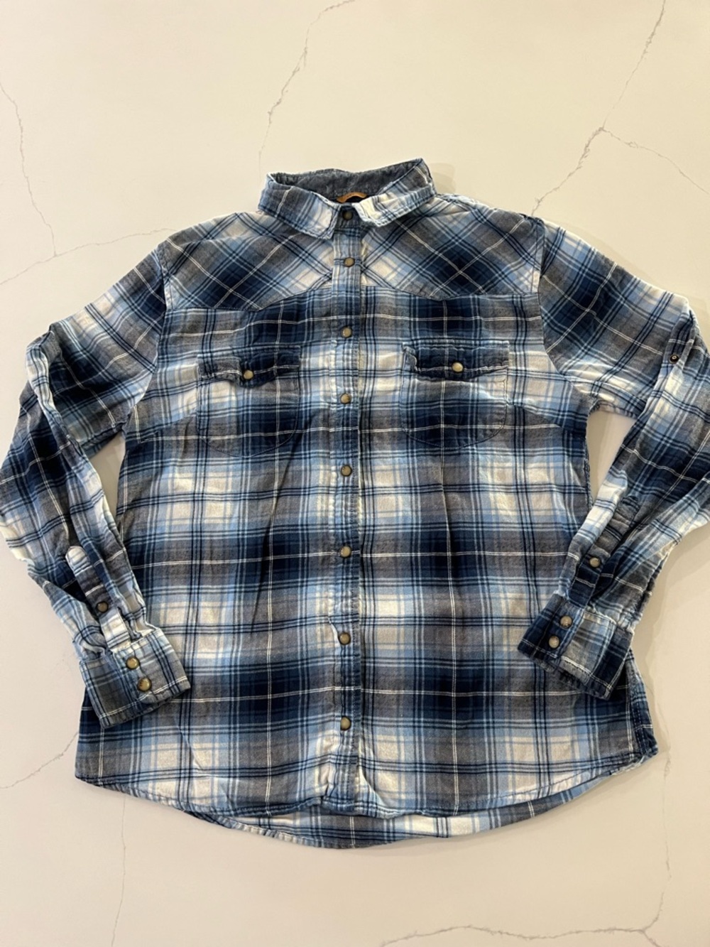 Jachs Girlfriend Flannel Shirt Women’s Medium Bea Plaid Blue White